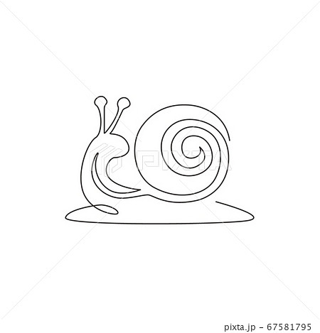 Single Continuous Line Drawing Of Exotic Snail のイラスト素材