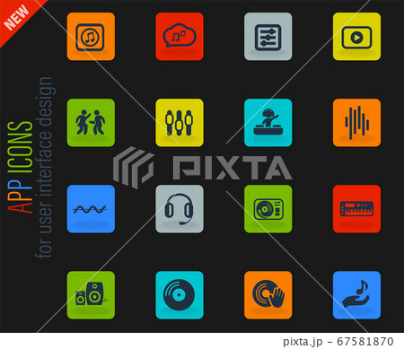 electro music icon set 67581870