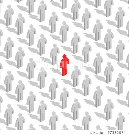 Set of 3D stick figures with team leader, vector 67582074