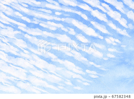 空 うろこ雲 青空 水彩風イラストのイラスト素材 [67582348] - PIXTA