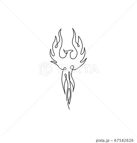 Single continuous line drawing of flame phoenix bird for corporate logo identity. 67582626