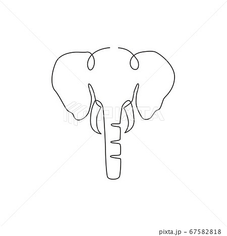 Single continuous line drawing of big cute elephant business logo identity.  67582818
