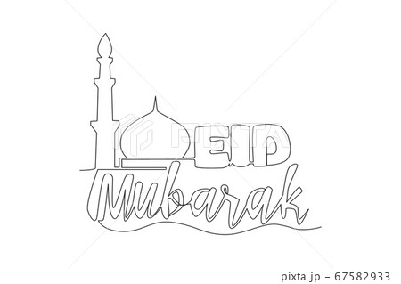 One continuous line drawing of Happy Eid Al Fitr Mubarak and Ramadan Kareem concept One continuous line drawing of Happy Eid Al Fitr Mubarak and Ramadan Kareem concept 67582933