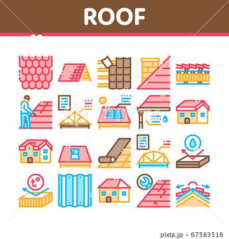 Roof Housetop Material Collection Icons Set Vector 67583516