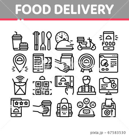 Food Delivery Service Collection Icons Set Vector 67583530