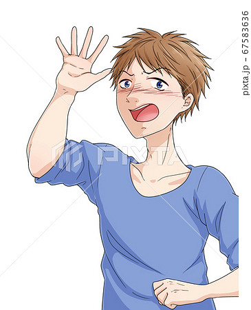 平手打ちをしようとする男性 67583636