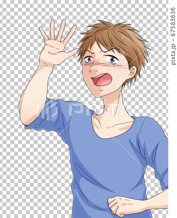 平手打ちをしようとする男性 67583636