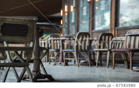 empty customer at old style restaurant outdoor in 67583980