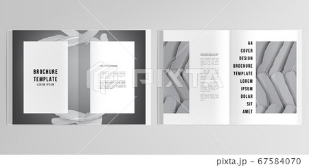 3d realistic vector layout of cover mockup templates for A4 bifold brochure, flyer, cover design, book design, magazine, brochure cover. Feathers, birds plumage in abstract style. Graphic pattern. 67584070