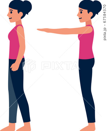 Romberg's test woman illustration Romberg's test woman illustration 67584370