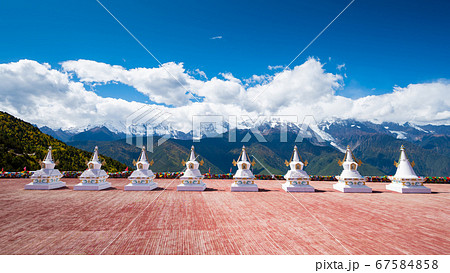 traditional Tibetan buddhist style white pagoda 67584858