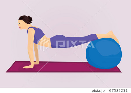 A plank position with a ball 67585251