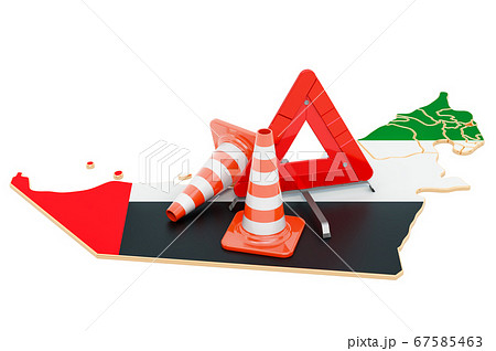 The United Arab Emirates map with traffic cones The United Arab Emirates map with traffic cones 67585463