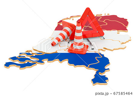 The Netherlands map with traffic cones 67585464