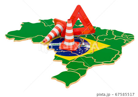Brazilian map with traffic cones Brazilian map with traffic cones 67585517