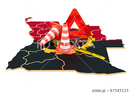 Angolan map with traffic cones Angolan map with traffic cones 67585525