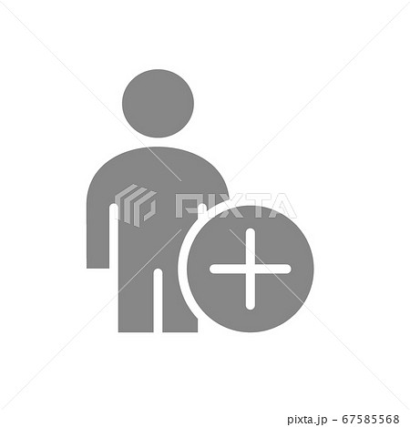 Man profile with plus gray icon. Add user, customer symbol Man profile with plus gray icon. Add user, customer symbol 67585568