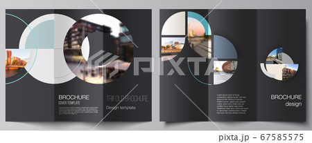 Vector layouts of covers design template for trifold brochure, flyer layout, book design, brochure cover, advertising. Background with abstract circle round banner. Corporate business concept template 67585575