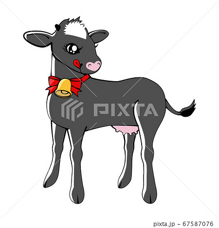 かわいい子牛の全身イラスト リアルverのイラスト素材 67587076 Pixta