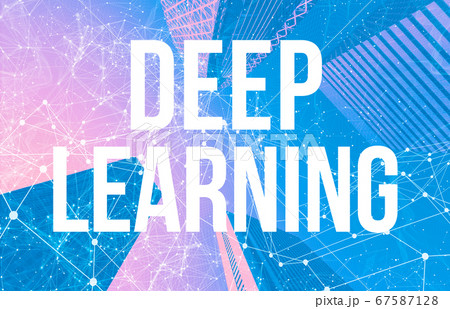 Deep learning theme with abstract patterns and skyscrapers 67587128