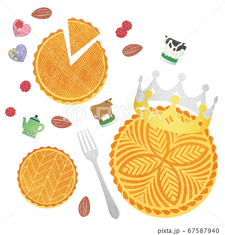 ガレット・デ・ロワとフェーブのイラスト/2021干支 67587940