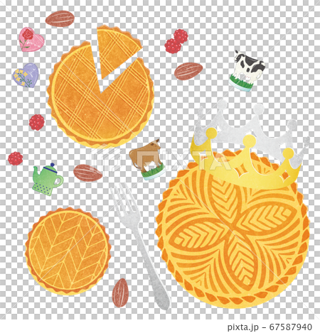 ガレット・デ・ロワとフェーブのイラスト/2021干支 67587940