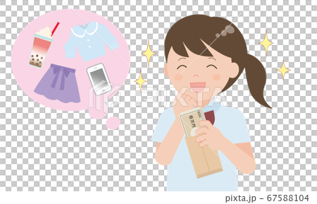 お金を手にして喜ぶ女子学生 67588104