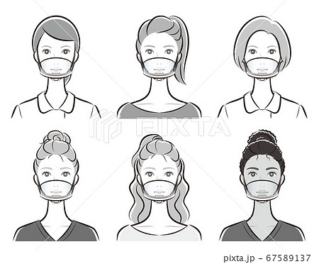 ウイルス感染の防止　マスク　透明マスク　女性 67589137