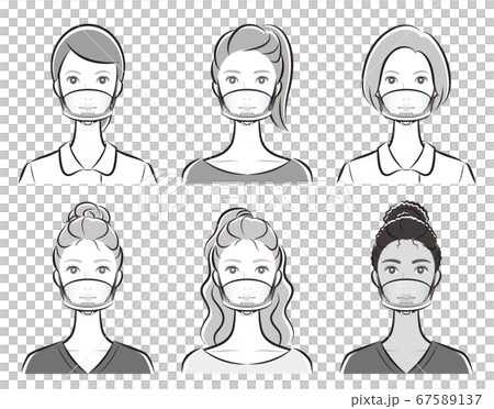 ウイルス感染の防止　マスク　透明マスク　女性 67589137