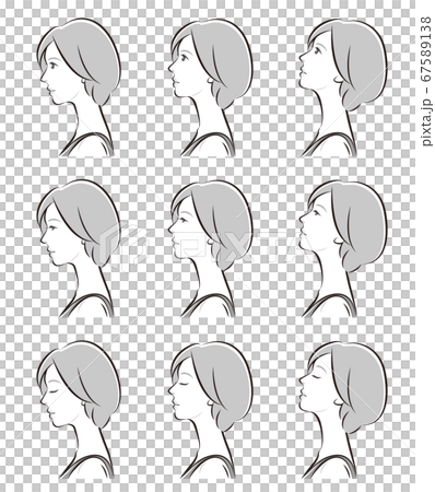 女性の横顔の表情イラスト 女性の横顔の表情イラスト 67589138