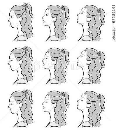女性の横顔の表情イラスト 67589141