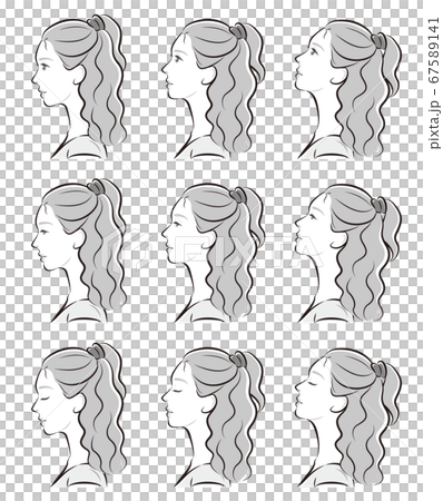 女性の横顔の表情イラスト 67589141
