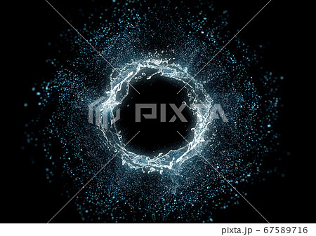 抽象的な水しぶきの3Dイラスト【黒背景】 抽象的な水しぶきの3Dイラスト【黒背景】 67589716
