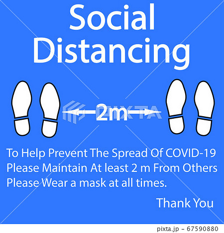Foot Symbol Marking To help Prevent the spread of covid19 please maintain at least 2 m from others, vector illustration 67590880
