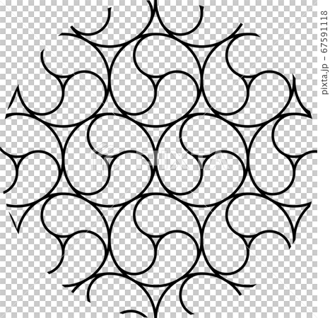 Tomoe pattern Japanese pattern background material New Year's card illustration 67591118