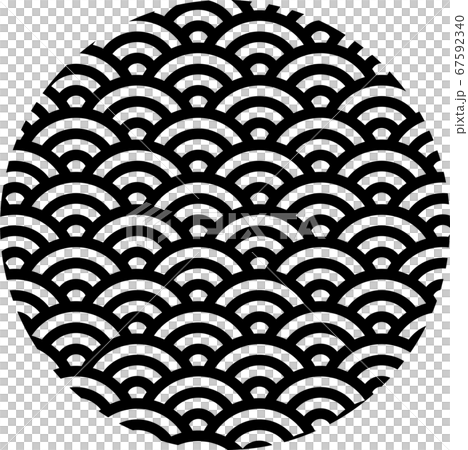 青海波文様 波 デザイン 和柄 年賀状 背景素材のイラスト素材