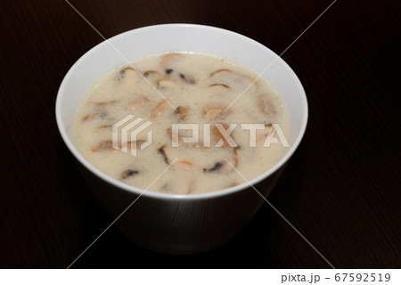 mushroom soup with big chunks of mushrooms 67592519