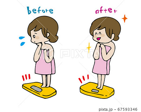 女性 ダイエット ビフォーアフターのイラスト素材 女性 ダイエット ビフォーアフターのイラスト素材