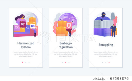 Trading goods limitations app interface template. 67593876