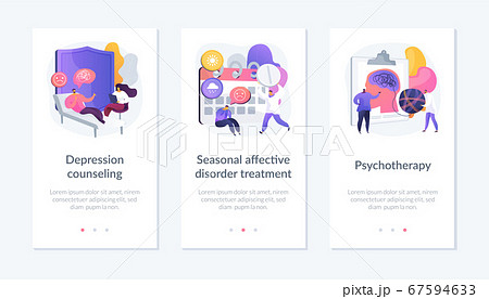Mental disorder treatment app interface template. 67594633