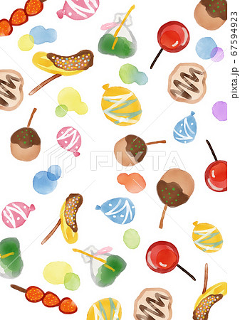 夏祭り 水彩 背景のイラスト素材