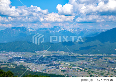魚沼展望台　魚沼スカイラインから魚沼連峰の景色　景観　 67594936