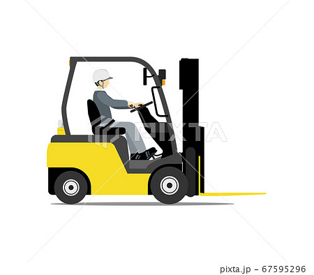 フォークリフト 横向き Forklift Truckのイラスト素材