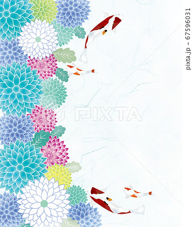 和風背景素材 日本庭園 錦鯉のイラスト素材