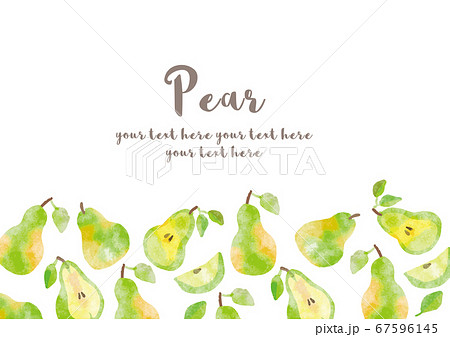 洋梨 フレーム 水彩01のイラスト素材