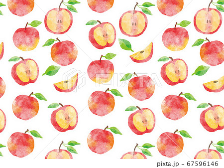 リンゴ 模様 水彩 シームレスのイラスト素材