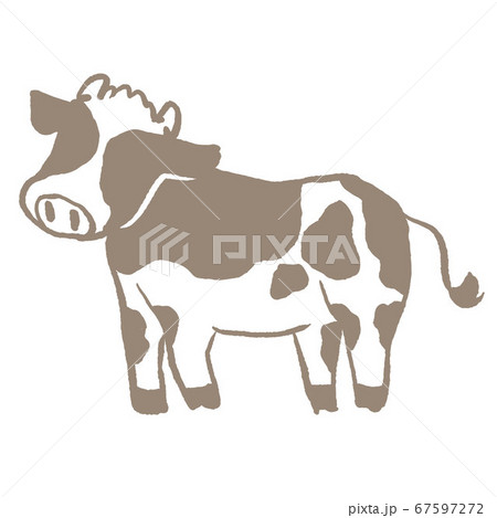ホルスタイン牛のシンプルなイラストのイラスト素材