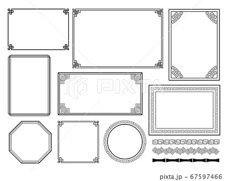 中国風フレーム飾り枠 黒のイラスト素材