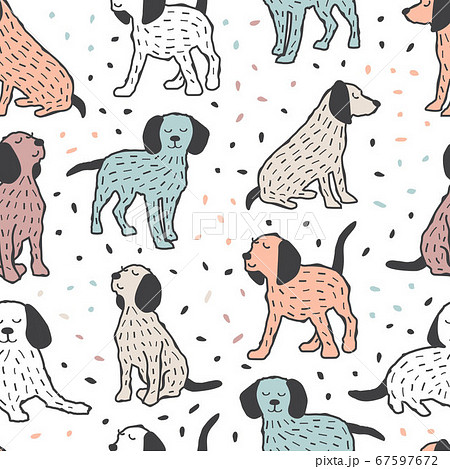 Childish seamless pattern with dogs. Cute baby design for kids fabric and textile 67597672