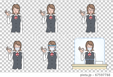 OKサインを出す女性　バリエーションセット 67597788